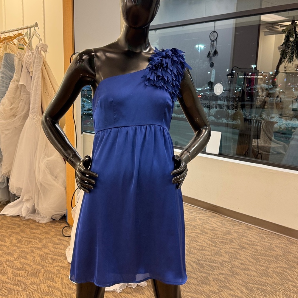 Francesca’s Collections Elegant Blue One-Shoulder Dress